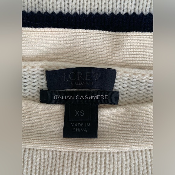 J. Crew Collection Cashmere Sweater Striped Ivory Navy Italy Marine - Picture 4 of 10